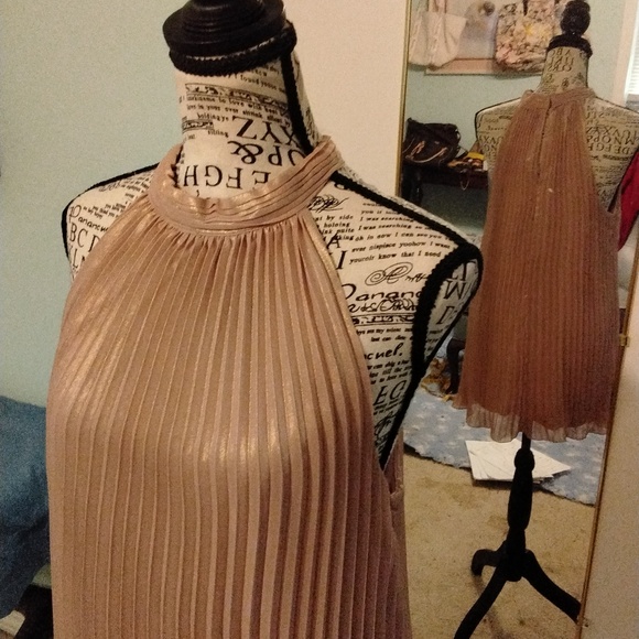 Women's accordion pleat formal champagne top by Worthington size XL Like New - Picture 2 of 5